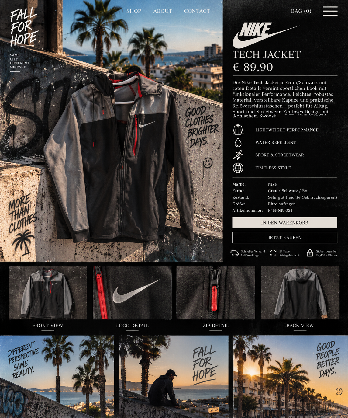 Nike Tech Jacket – Grau/Schwarz | Swoosh Detail