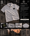 Stone Island Polo – Weiß | Logo & Gestreifter Kragen