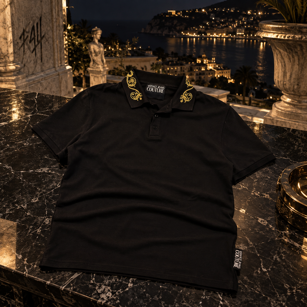 Versace Jeans Couture Polo – Schwarz | Gold Baroque