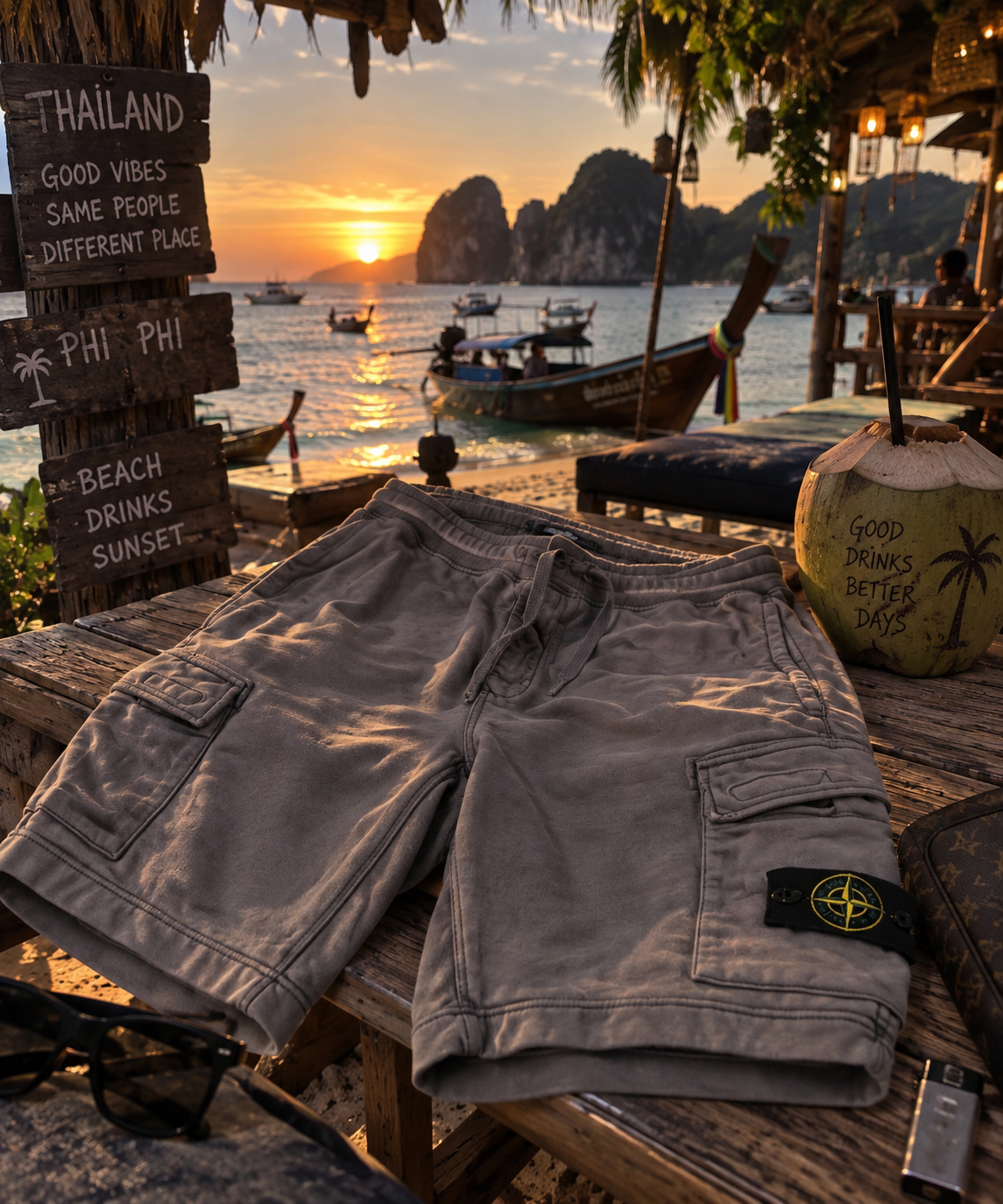 STONE ISLAND CARGO SHORTS – TAUPE/GRAU | COMPASS BADGE